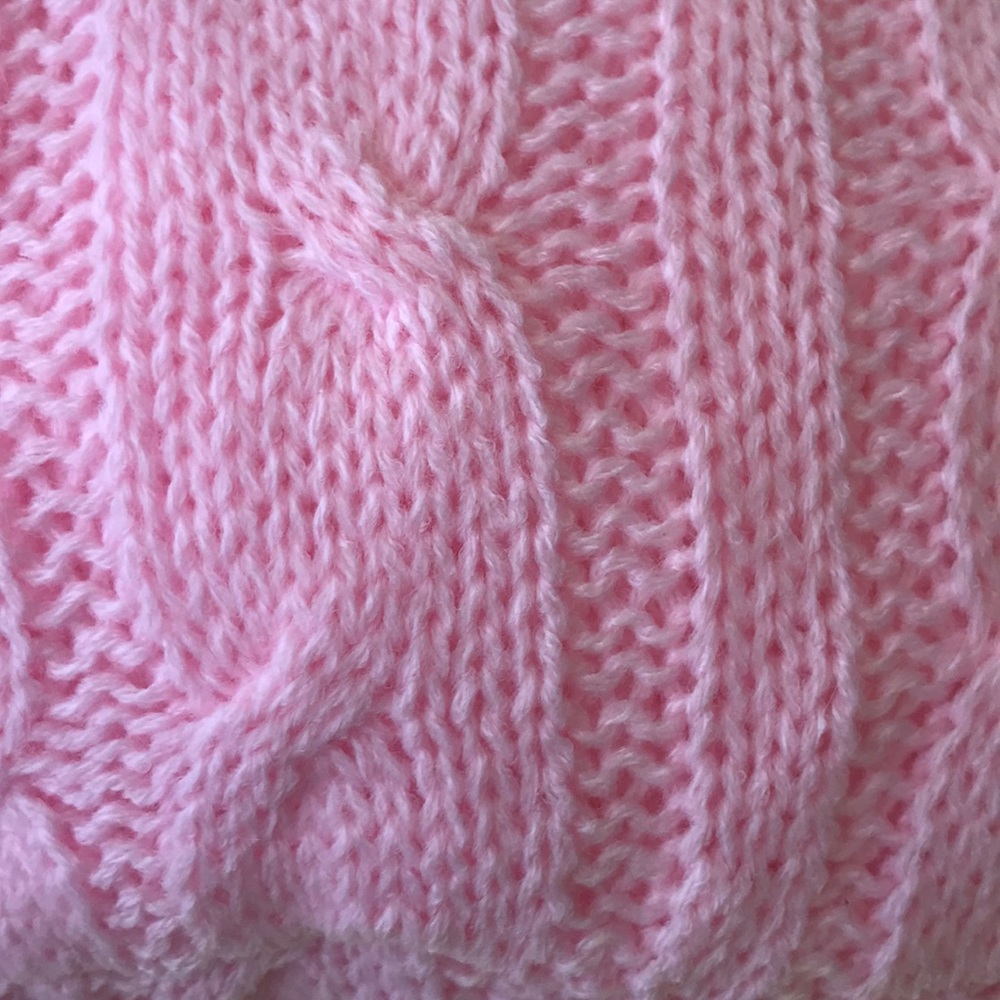 Long Oversized Baby Pink Cable Pocket Cardigan - Picture 9 of 13